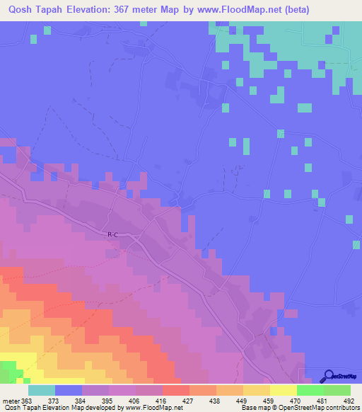Qosh Tapah,Afghanistan Elevation Map