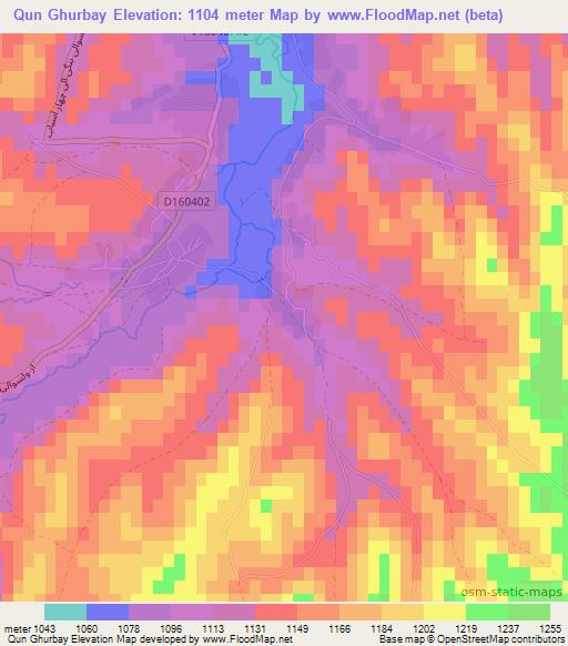Qun Ghurbay,Afghanistan Elevation Map