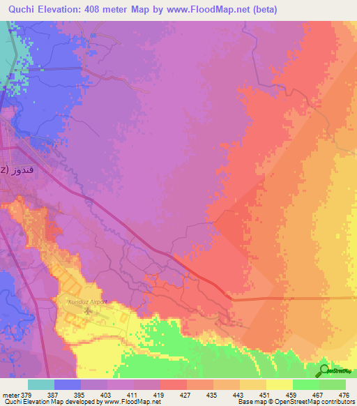 Quchi,Afghanistan Elevation Map