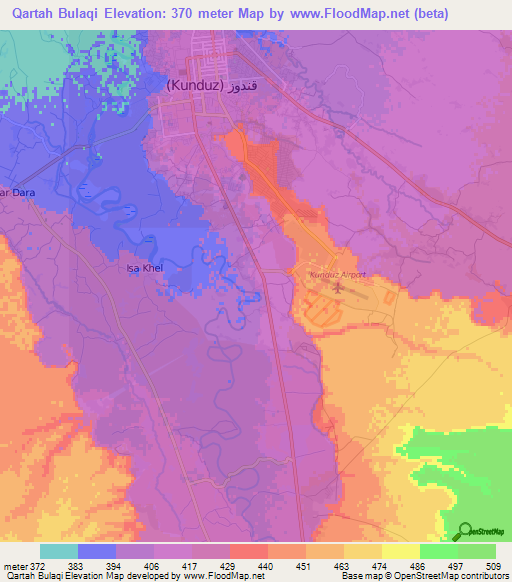 Qartah Bulaqi,Afghanistan Elevation Map