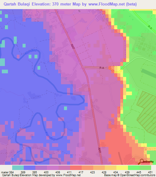 Qartah Bulaqi,Afghanistan Elevation Map