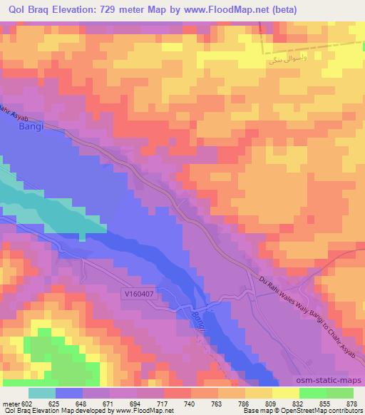 Qol Braq,Afghanistan Elevation Map