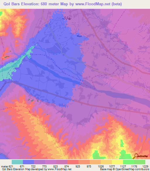 Qol Bars,Afghanistan Elevation Map