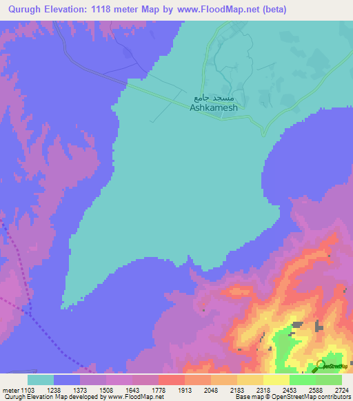Qurugh,Afghanistan Elevation Map