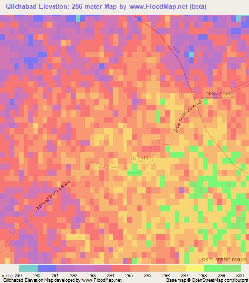 Qlichabad,Afghanistan Elevation Map