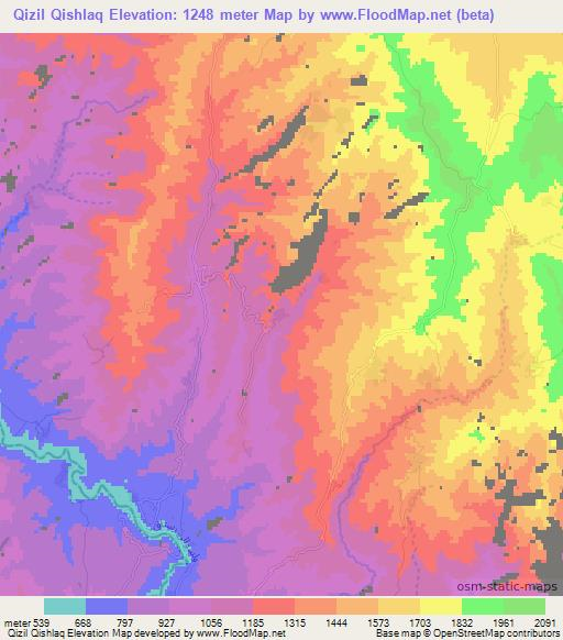 Qizil Qishlaq,Afghanistan Elevation Map