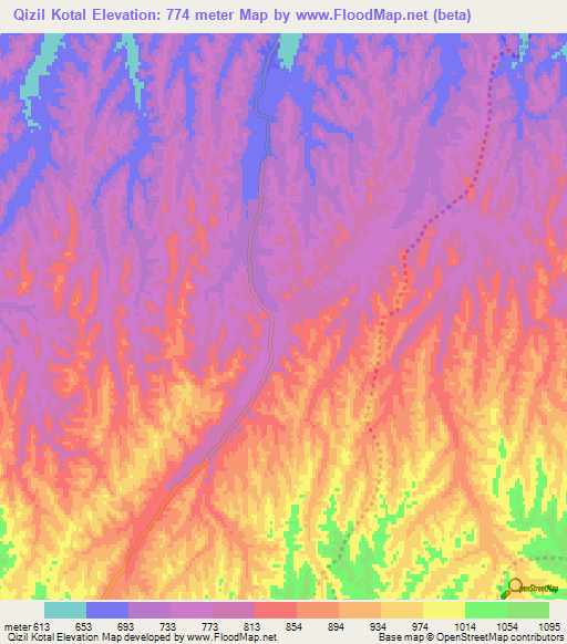 Qizil Kotal,Afghanistan Elevation Map