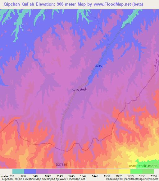 Qipchah Qal`ah,Afghanistan Elevation Map
