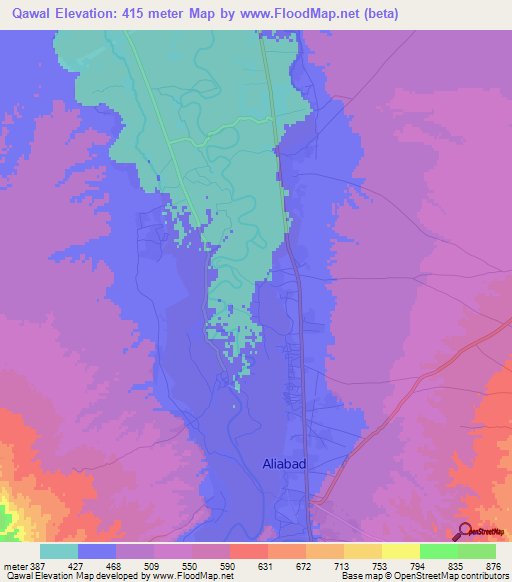 Qawal,Afghanistan Elevation Map