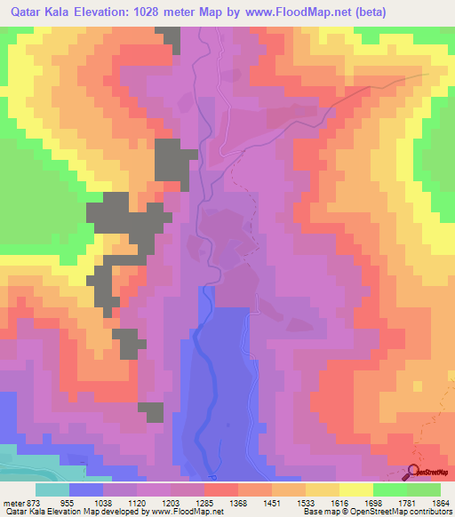 Qatar Kala,Afghanistan Elevation Map