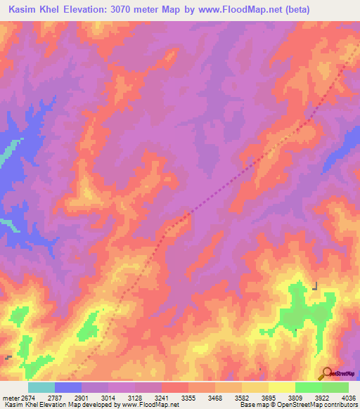 Kasim Khel,Afghanistan Elevation Map