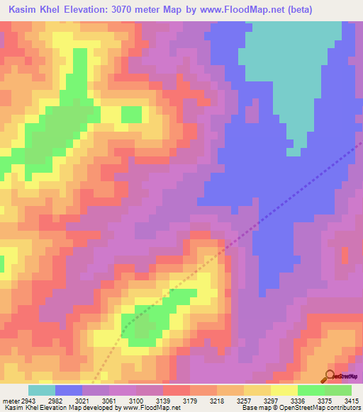 Kasim Khel,Afghanistan Elevation Map