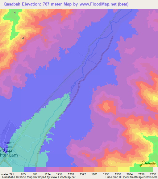 Qasabah,Afghanistan Elevation Map