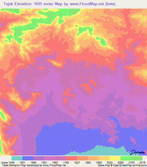 Tejak,Iran Elevation Map