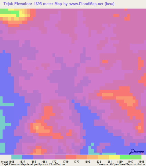 Tejak,Iran Elevation Map
