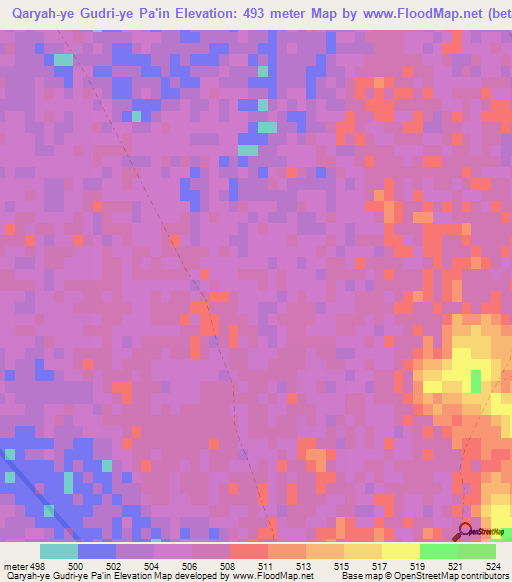 Qaryah-ye Gudri-ye Pa'in,Afghanistan Elevation Map