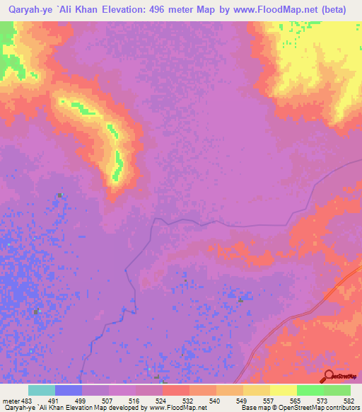 Qaryah-ye `Ali Khan,Afghanistan Elevation Map