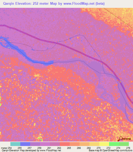 Qarqin,Afghanistan Elevation Map