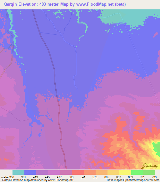 Qarqin,Afghanistan Elevation Map
