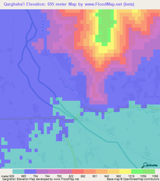Qarghaha'i,Afghanistan Elevation Map