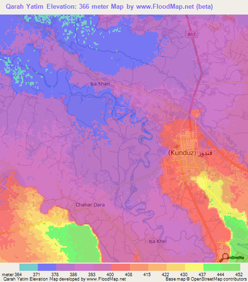 Qarah Yatim,Afghanistan Elevation Map