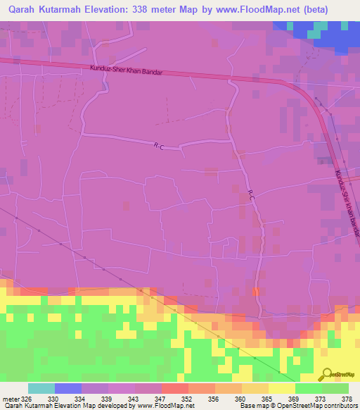 Qarah Kutarmah,Afghanistan Elevation Map