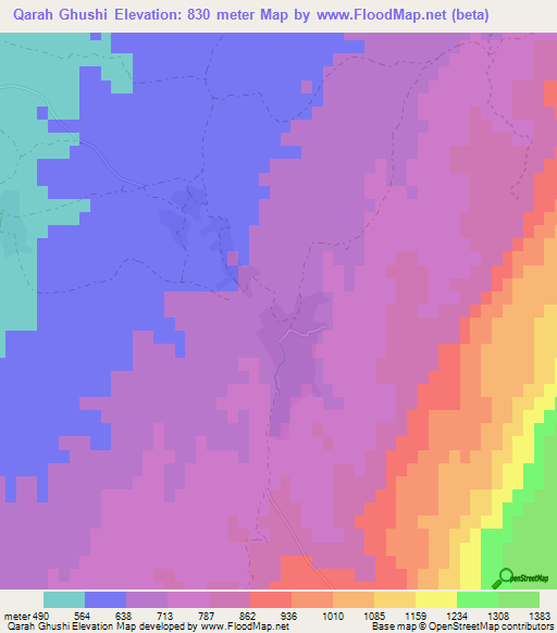 Qarah Ghushi,Afghanistan Elevation Map