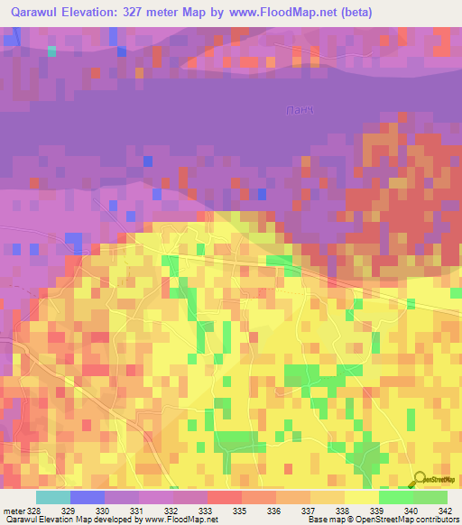 Qarawul,Afghanistan Elevation Map