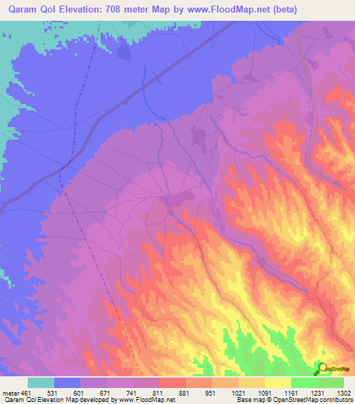 Qaram Qol,Afghanistan Elevation Map