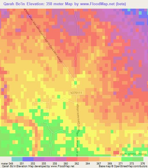 Qarah Bo'in,Afghanistan Elevation Map