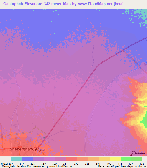 Qanjughah,Afghanistan Elevation Map
