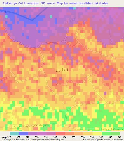 Qal`ah-ye Zal,Afghanistan Elevation Map