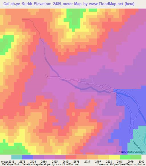 Qal`ah-ye Surkh,Afghanistan Elevation Map
