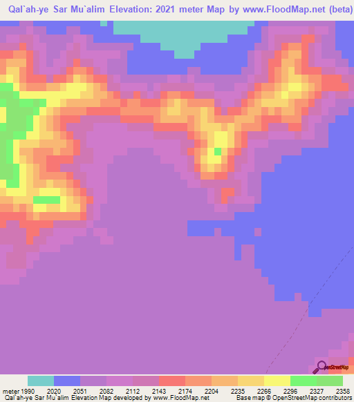 Qal`ah-ye Sar Mu`alim,Afghanistan Elevation Map