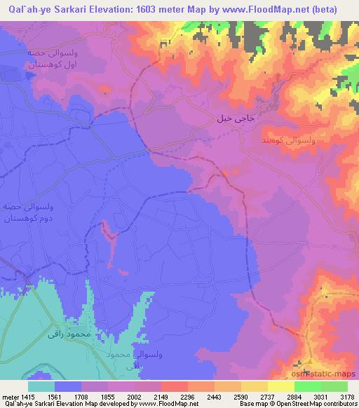 Qal`ah-ye Sarkari,Afghanistan Elevation Map