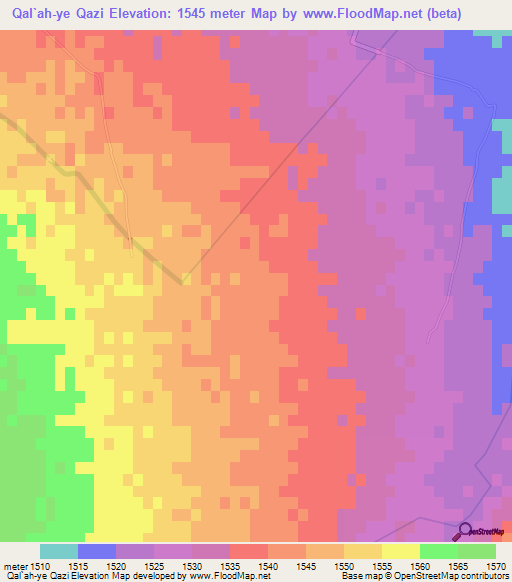 Qal`ah-ye Qazi,Afghanistan Elevation Map