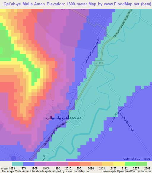 Qal`ah-ye Mulla Aman,Afghanistan Elevation Map