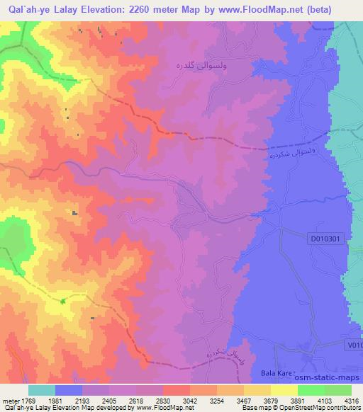 Qal`ah-ye Lalay,Afghanistan Elevation Map