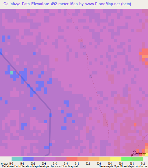 Qal`ah-ye Fath,Afghanistan Elevation Map