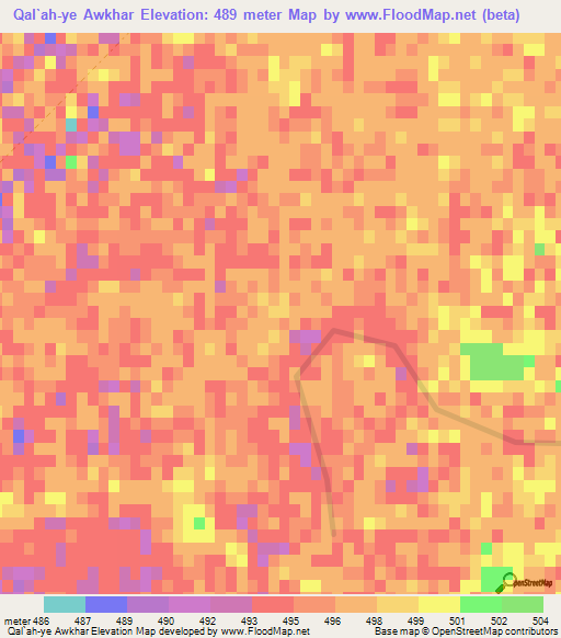 Qal`ah-ye Awkhar,Afghanistan Elevation Map