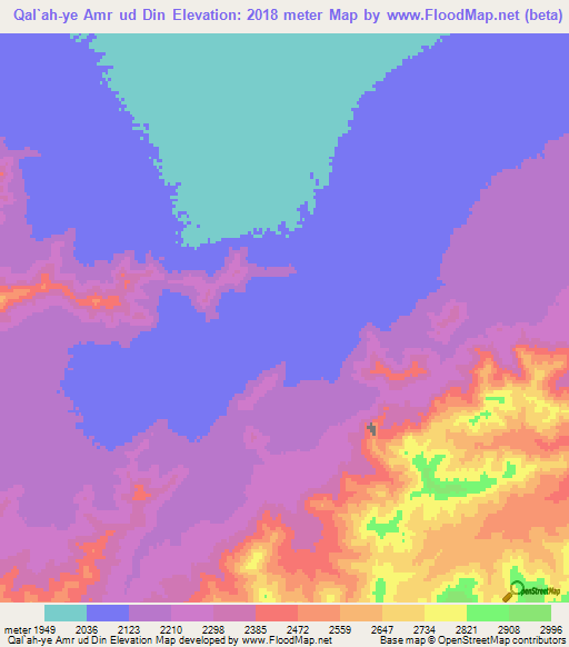 Qal`ah-ye Amr ud Din,Afghanistan Elevation Map
