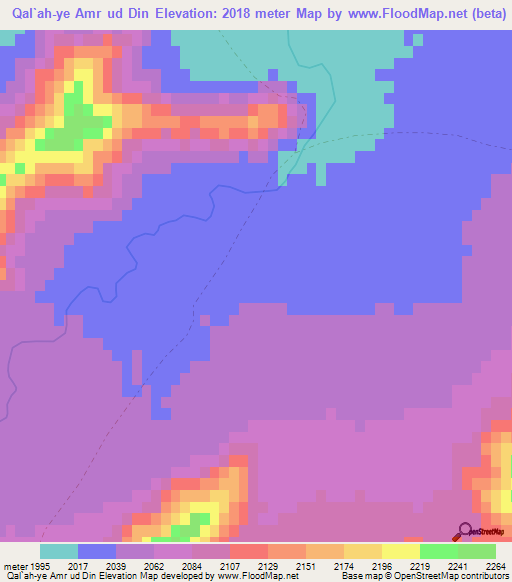 Qal`ah-ye Amr ud Din,Afghanistan Elevation Map