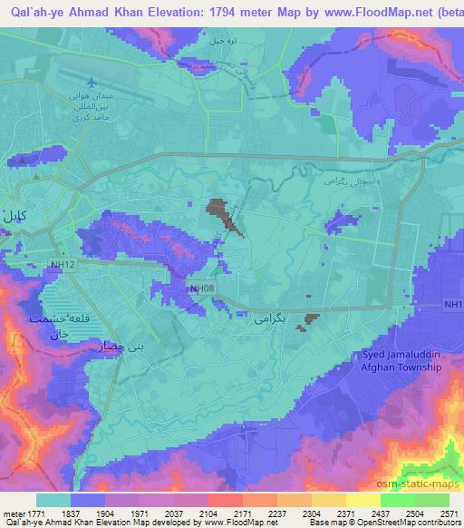Qal`ah-ye Ahmad Khan,Afghanistan Elevation Map