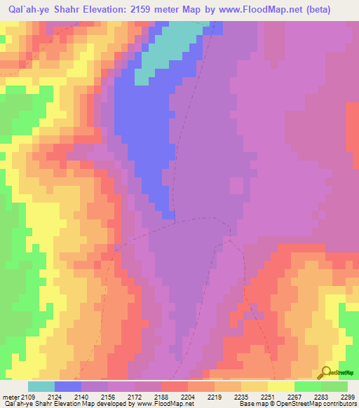 Qal`ah-ye Shahr,Afghanistan Elevation Map