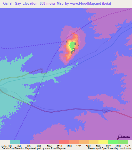 Qal`ah Gay,Afghanistan Elevation Map