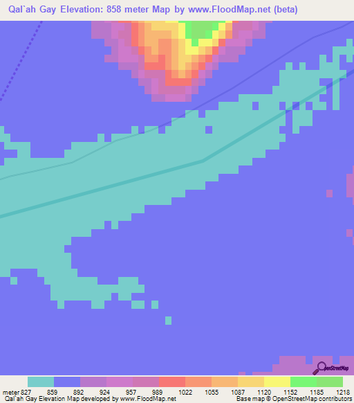 Qal`ah Gay,Afghanistan Elevation Map