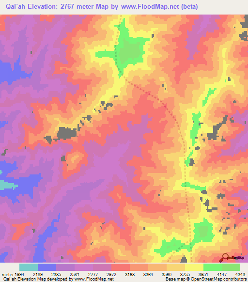 Qal`ah,Afghanistan Elevation Map