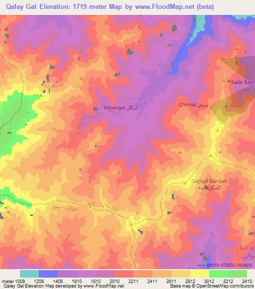 Qalay Gal,Afghanistan Elevation Map