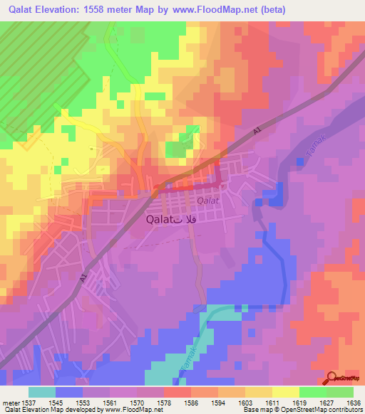 Qalat,Afghanistan Elevation Map