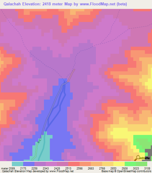 Qalachah,Afghanistan Elevation Map